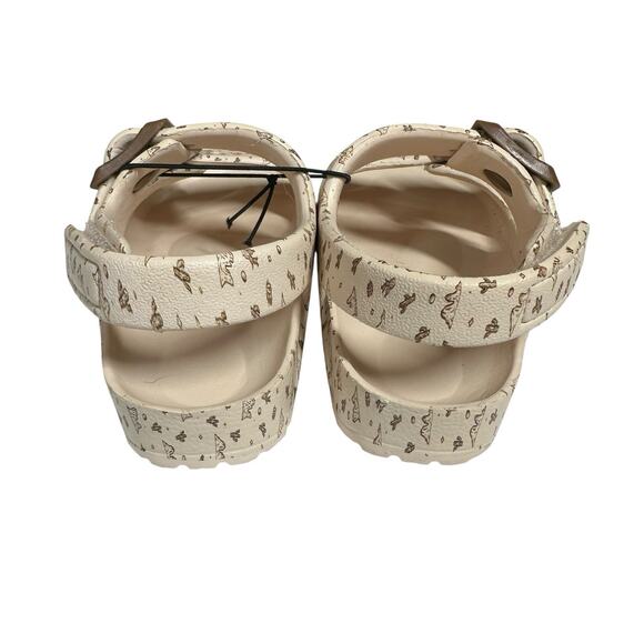 Toddler Double Buckle Sandals Adjustable Cactus Print Tan Brown Back Strap 5-6 - Picture 6 of 9